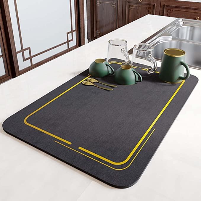 Quick-Drying Mat Ideal for Kitchen & Bathroom- Pack of 2 ((Assorted))