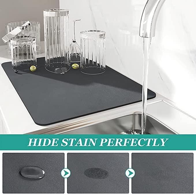 Quick-Drying Mat Ideal for Kitchen & Bathroom- Pack of 2 ((Assorted))